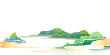 新国风祥云群山国风装饰素材