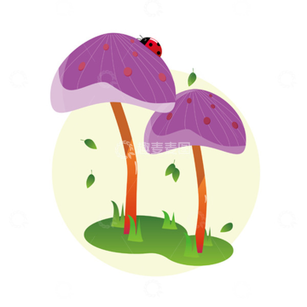 源文件下载【趣麦麦图】绿色小清新手绘蘑菇插画元素