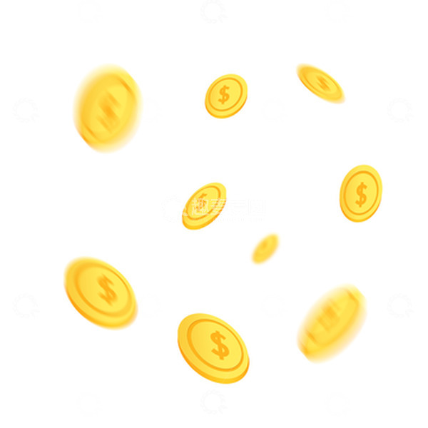 源文件下载【趣麦麦图】金黄色手绘卡通金币飘浮元素