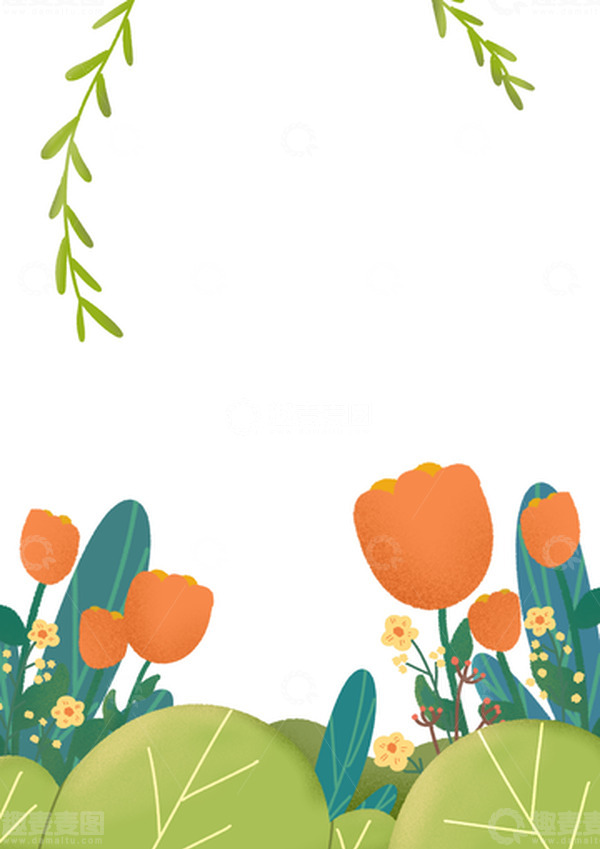 源文件下载【趣麦麦图】简约清新春天植物花朵手绘素材