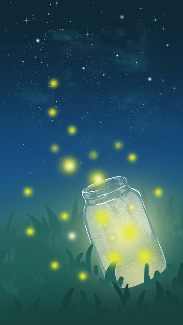 夏夜萤火小清新背景