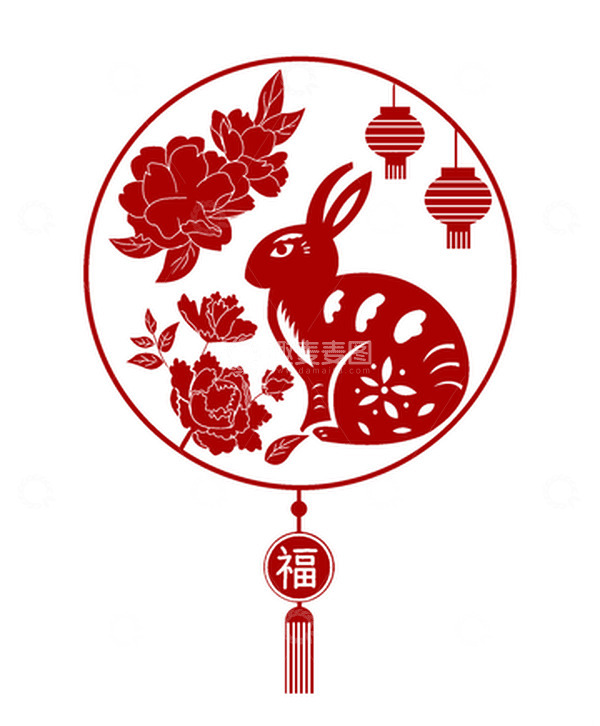源文件下载【趣麦麦图】红色喜庆春节过年窗花元素