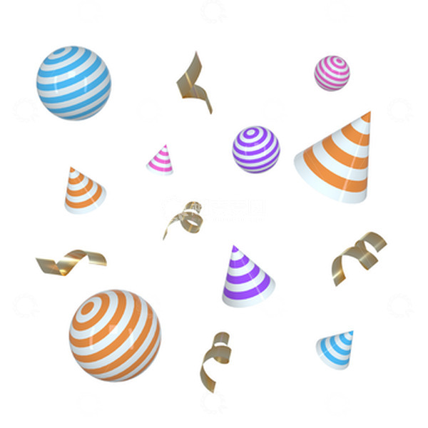 源文件下载【趣麦麦图】彩色简约电商漂浮元素漂浮物彩球丝带