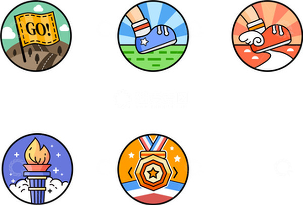 源文件下载【趣麦麦图】扁平活动勋章图标系列