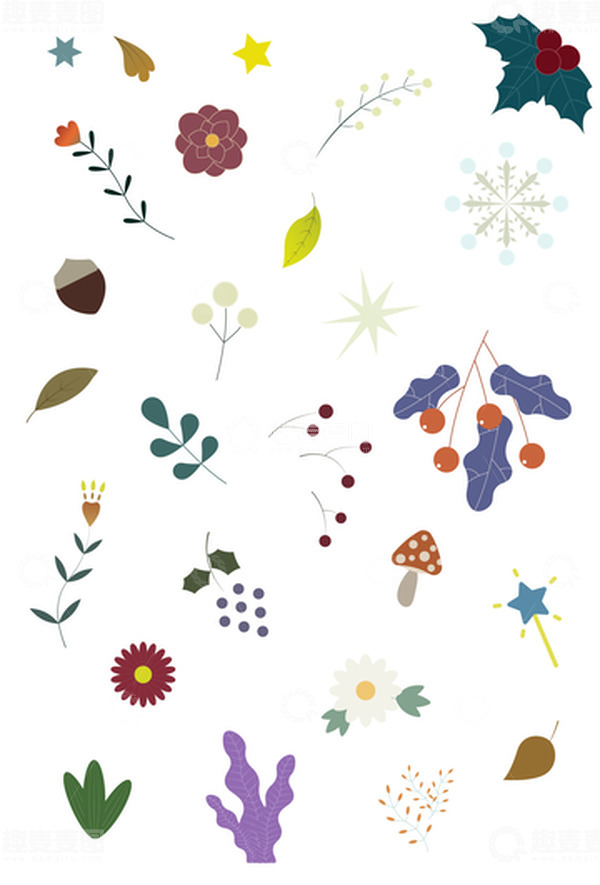 源文件下载【趣麦麦图】手绘卡通小清新碎花公众号手抄报元素