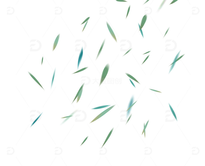 手绘动感飘落竹叶漂浮装饰元素