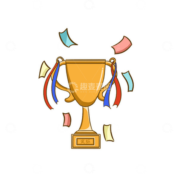 源文件下载【趣麦麦图】黄色手绘卡通公司年会奖杯元素