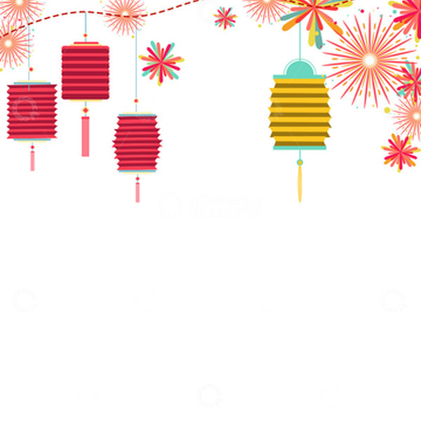 源文件下载【趣麦麦图】元旦春节灯笼烟花海报装饰