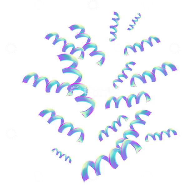 源文件下载【趣麦麦图】蓝色紫色绿色科技感镭射飘带漂浮手绘元素