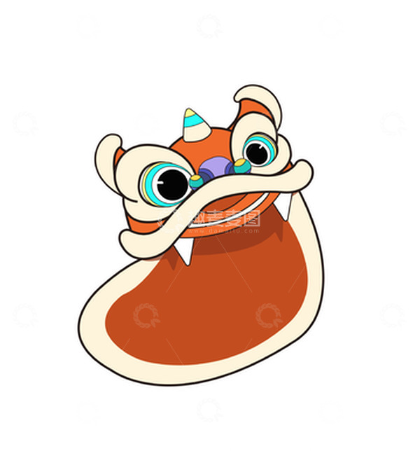 源文件下载【趣麦麦图】-舞狮帽子新年春节手绘