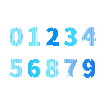 蓝色渐变折纸风数字0-9