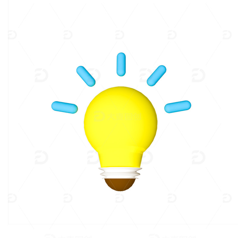 源文件下载【趣麦麦图】黄色卡通3D立体灯泡元素