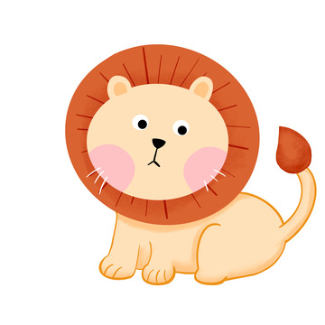 棕色卡通手绘狮子动物元素