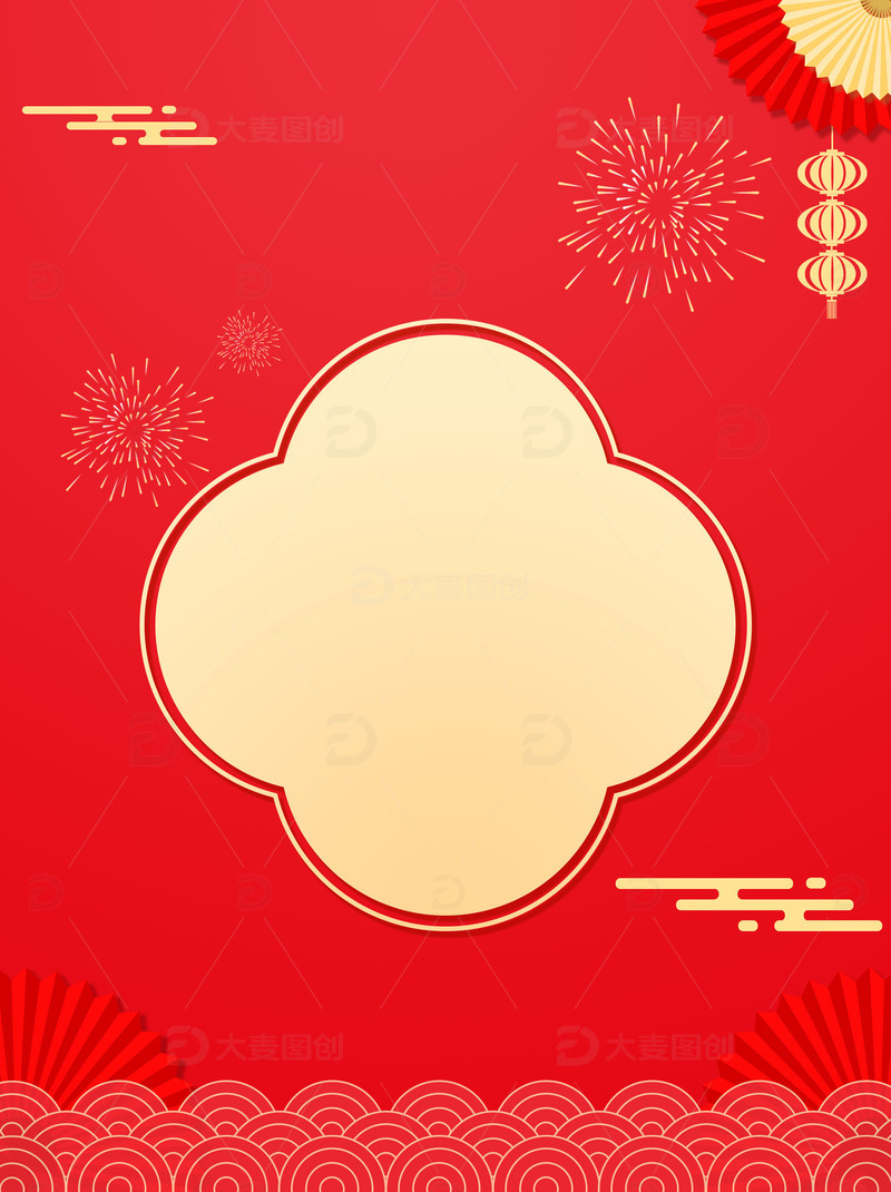 国潮元旦新春烟花国风电商海报背景