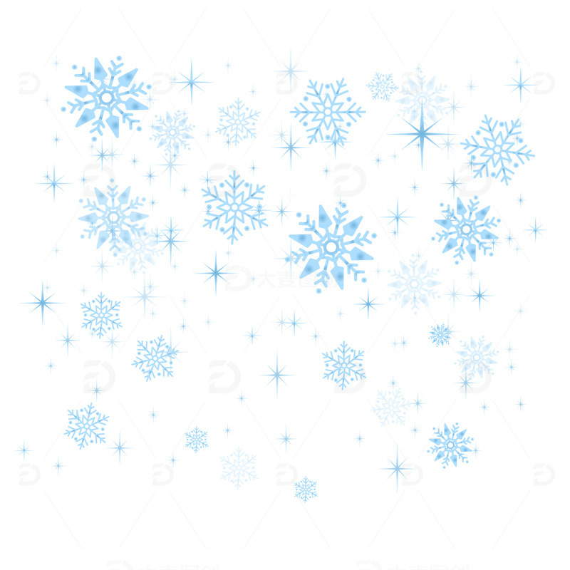 源文件下载【趣麦麦图】蓝色渐变冬天结晶雪花星星闪烁图标装饰