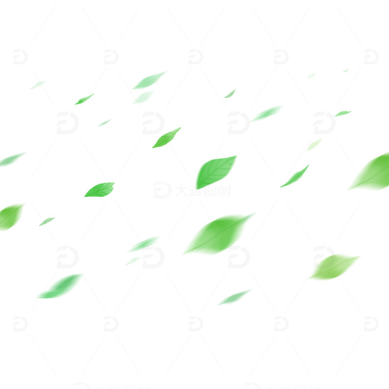 飞舞的叶子漂浮装饰清新绿色空气风