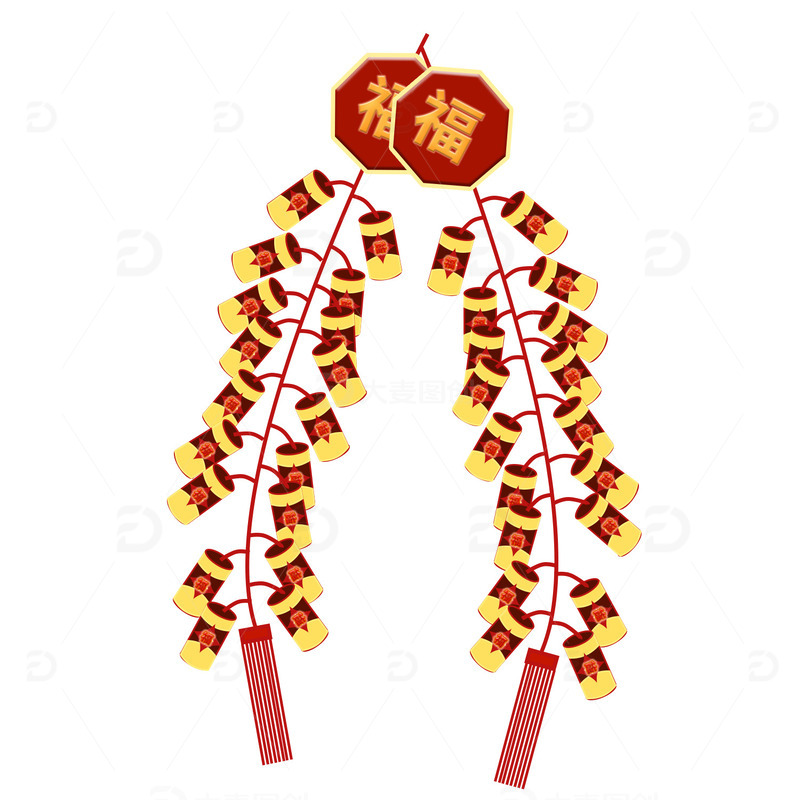 红色喜庆鞭炮春节元素节日元素