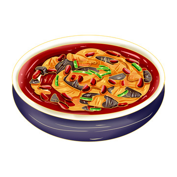 手绘辣椒鱼美食装饰元素