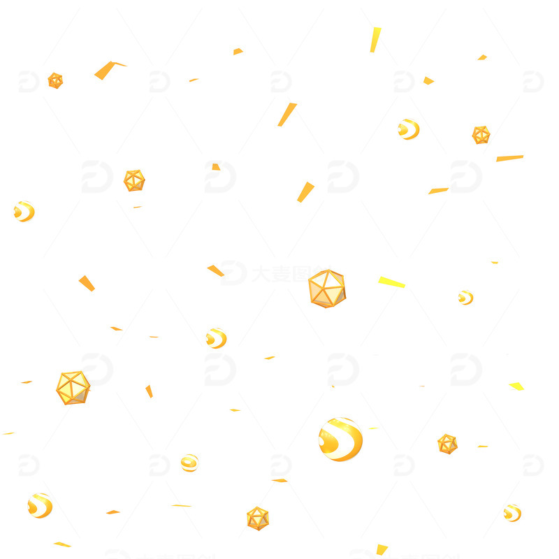 电商3D几何球体金色彩带促销漂浮