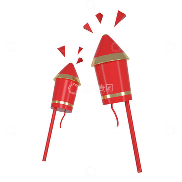 源文件下载【趣麦麦图】红色简约中式中国风3D炮竹春节元素