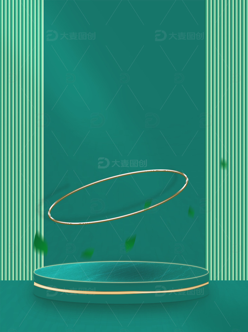 绿色背景电商产品展示台