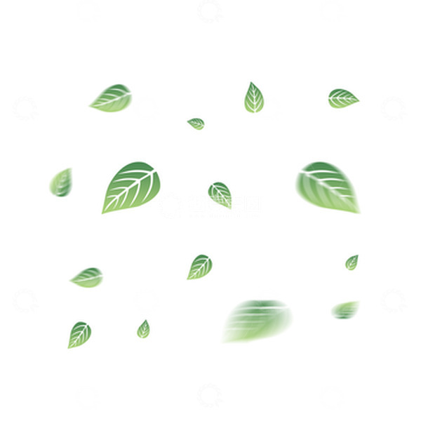源文件下载【趣麦麦图】绿色手绘卡通电商漂浮绿叶元素
