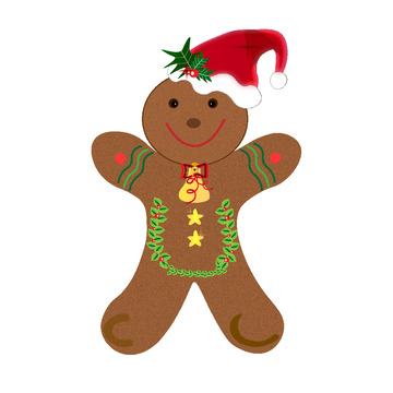 棕色圣诞姜饼人手绘图