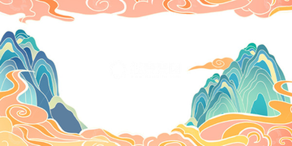 源文件下载【趣麦麦图】手绘国潮卡通山峰山脉云彩祥云元素