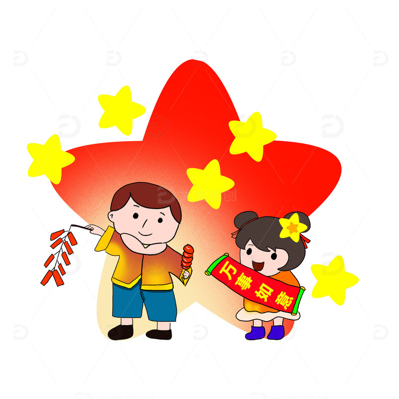 手绘幼儿扁平风卡通节日少年