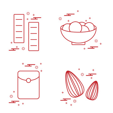 春节节日元素小图标矢量图