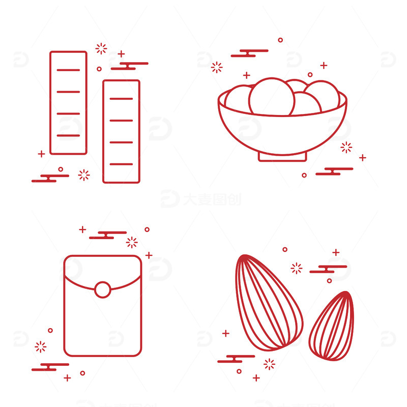 春节节日元素小图标矢量图