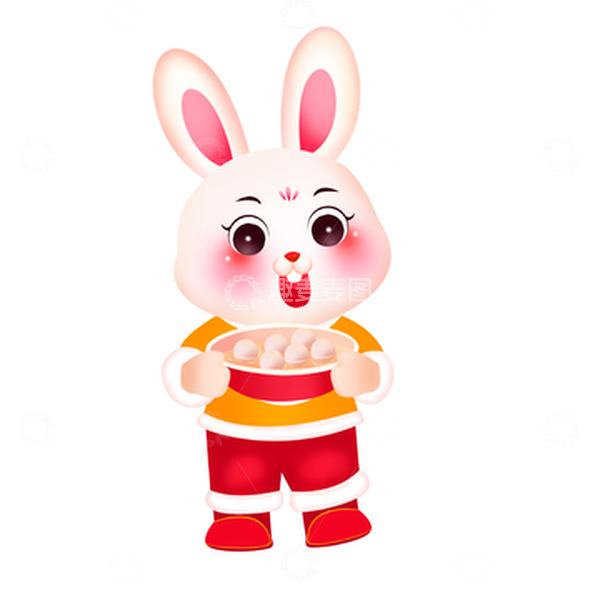 源文件下载【趣麦麦图】2023年喜庆元宵节兔子拿汤圆元素
