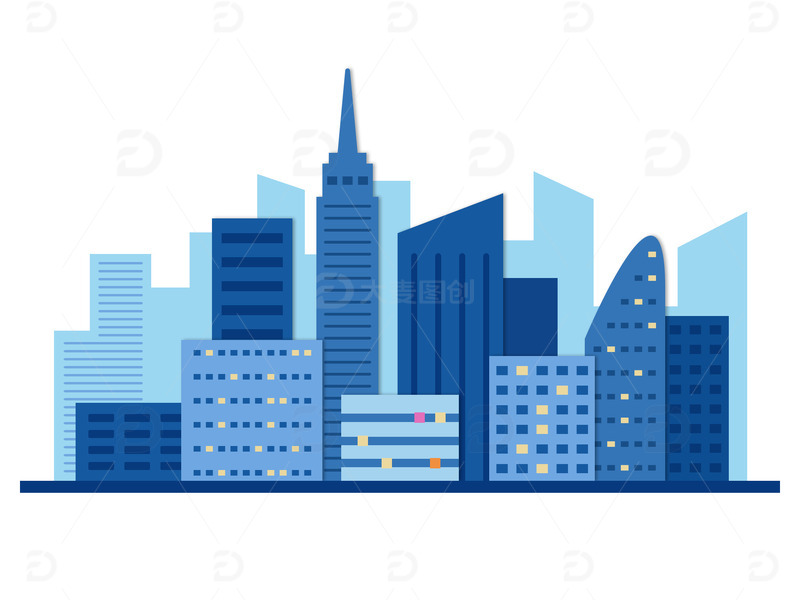 源文件下载【趣麦麦图】蓝色科技城市傍晚景色