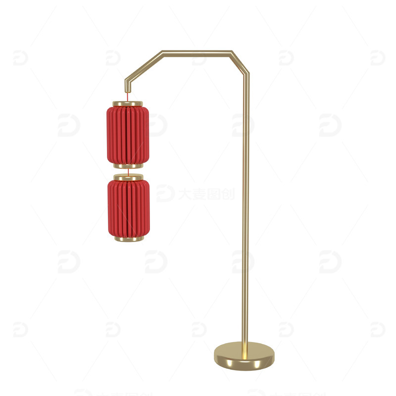 红色复古中国风3D春节灯笼元素