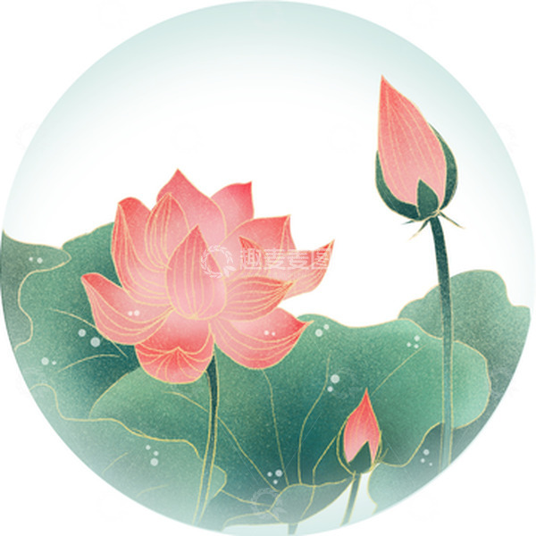 源文件下载【趣麦麦图】-荷花小清新元素国风元素夏至荷塘