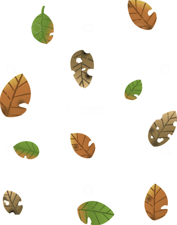 源文件下载【趣麦麦图】黄绿色叶子漂浮元素矢量图