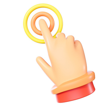 红色卡通手势点击春节元素3D元素