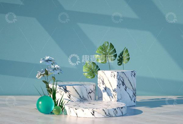 源文件下载【趣麦麦图】日常简约C4D小清新电商展台海报背景