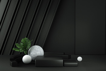 日常黑色C4D空间感展台背景