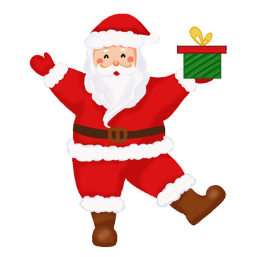 红色扁平圣诞节圣诞老人送礼物