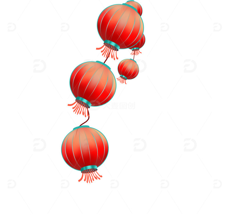 源文件下载【趣麦麦图】-春节元宵新年红蓝色灯笼海报装饰