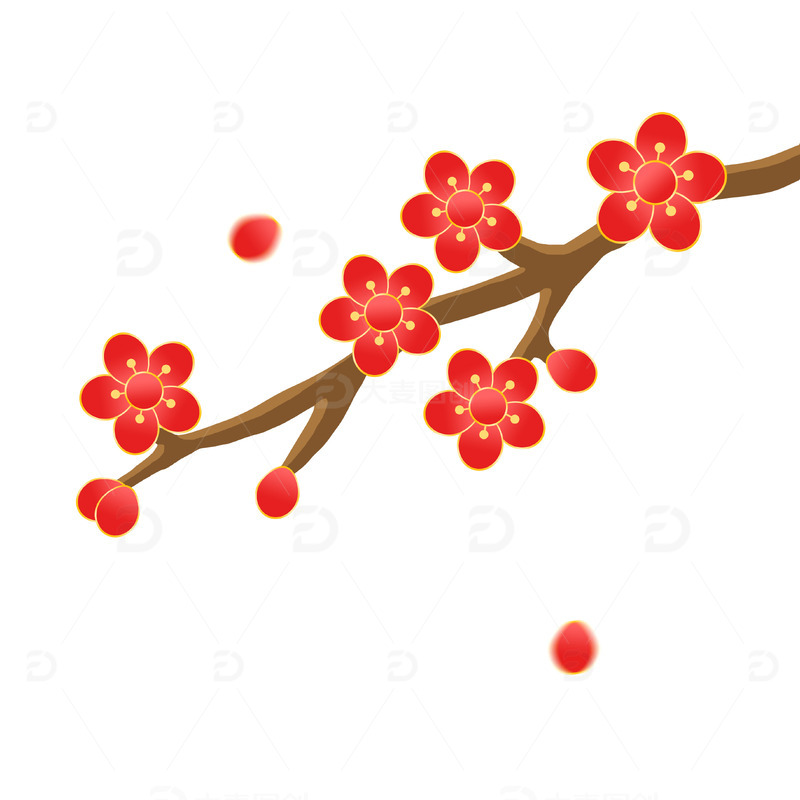 源文件下载【趣麦麦图】春节新春枝头红梅梅花