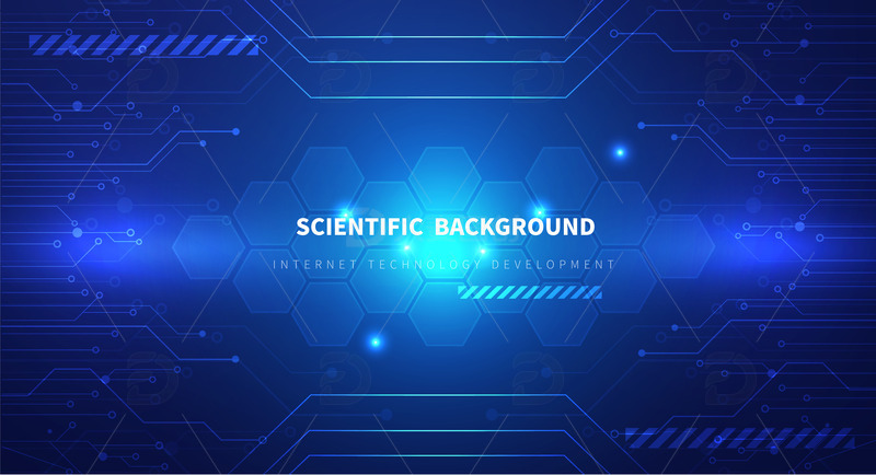 源文件下载【趣麦麦图】蓝色科技光效几何电路线条背景banner