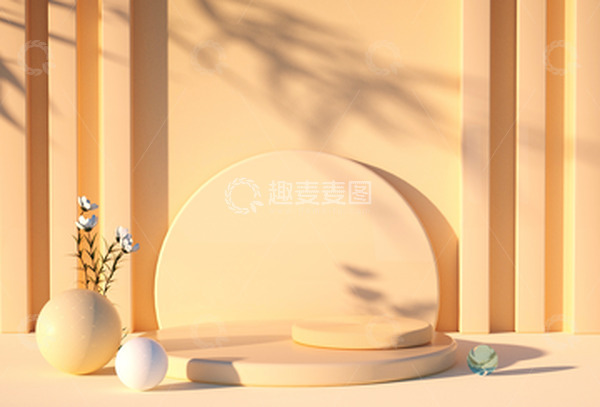 源文件下载【趣麦麦图】日常简约小清新C4D电商展台背景
