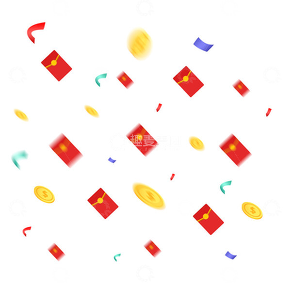 源文件下载【趣麦麦图】彩色手绘红包漂浮元素
