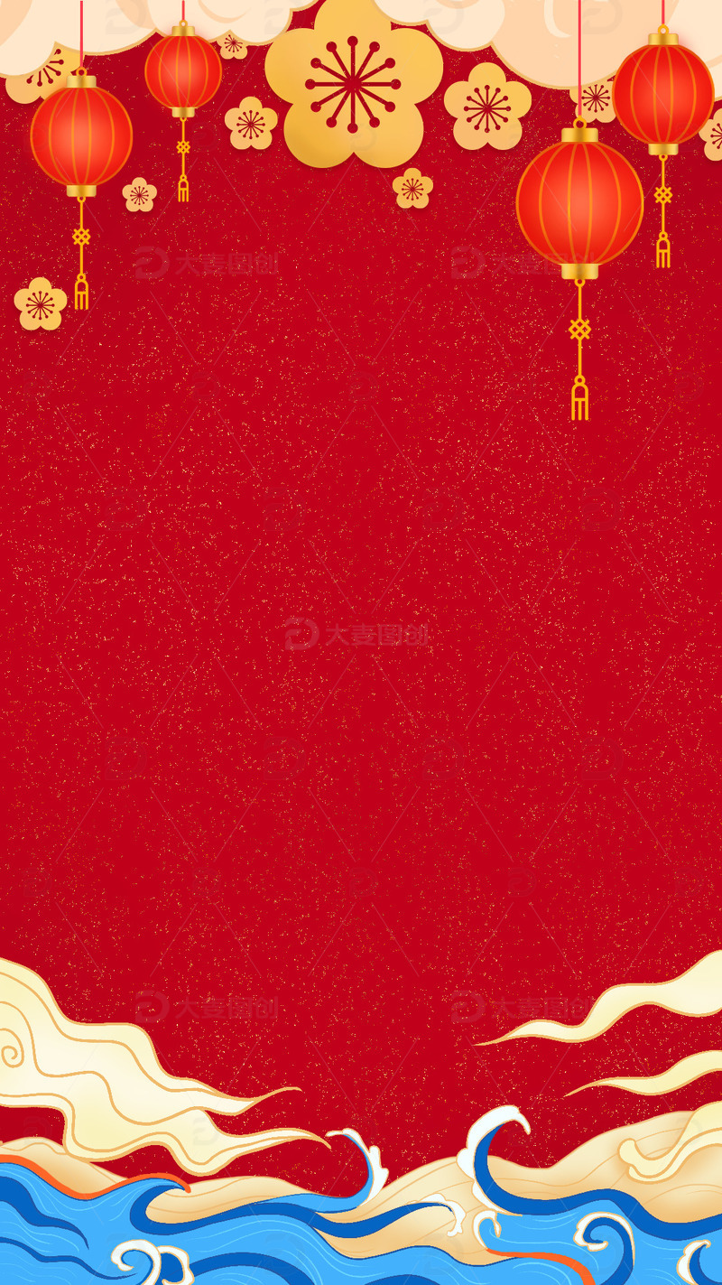 红色喜庆节日元旦过年春节元宵国潮背景