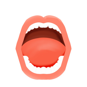 红色口腔插画元素