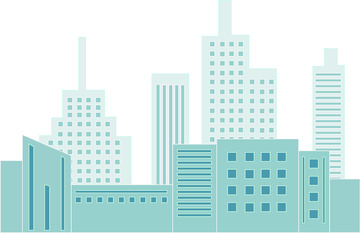 绿色小清新风格建筑扁平矢量建筑