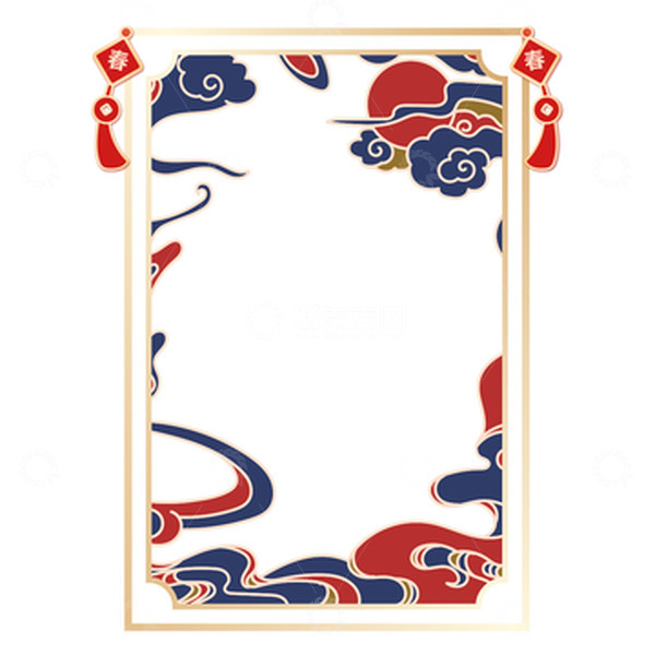 源文件下载【趣麦麦图】-春节新年古风国潮国风祥云装饰边框