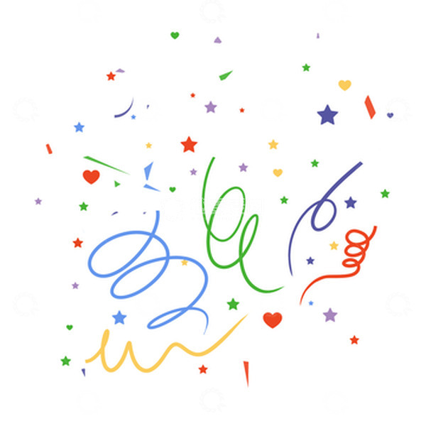 源文件下载【趣麦麦图】星星纸屑丝带漂浮元素